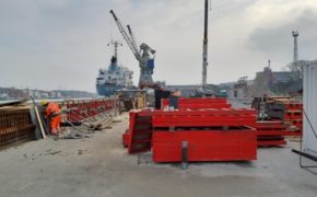 Budowa Nabrzeża Oliwskiego - szalunki